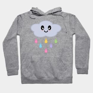 Kawaii Cute Rainbow Raindrop Rain Cloud Hoodie